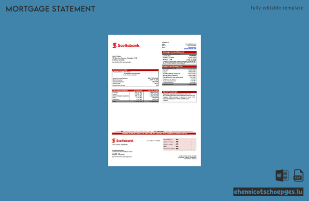 Jamaica Scotiabank Hypothekenabrechnung – Beispiel-Word- und PDF-Vorschau